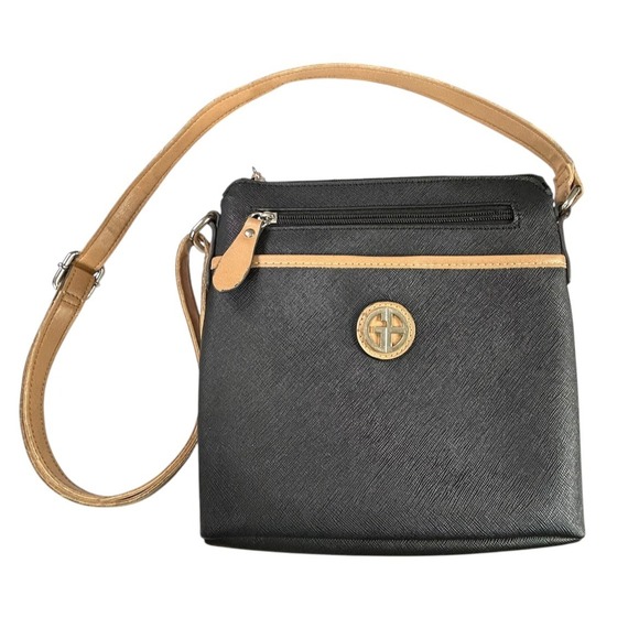 Giani Bernini Handbags - Giani Bernini Purse Womens 9'x9'x2' Crossbody Bag Black Tan Faux Leather Handbag